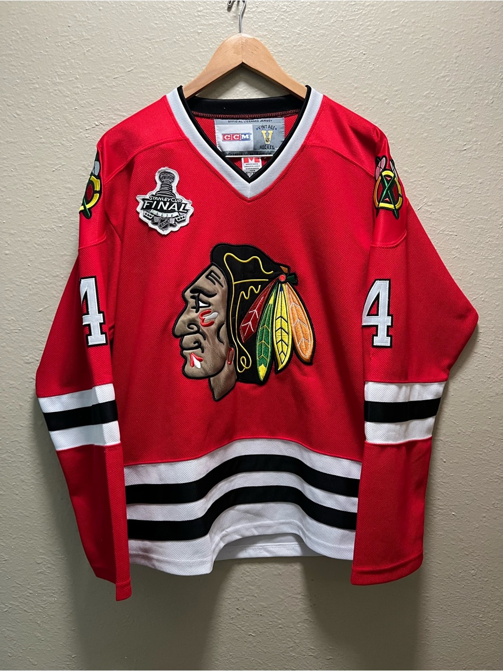 CCM Chicago Hockey Jersey with Red, Black and White Accents
